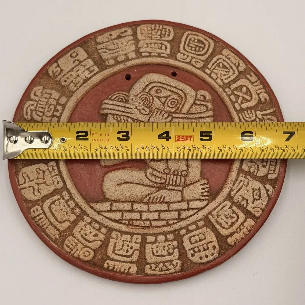 Vintage Mayan Aztec Zodiac Calendar Wall Plaque 7” Mexican Folk Art Decor